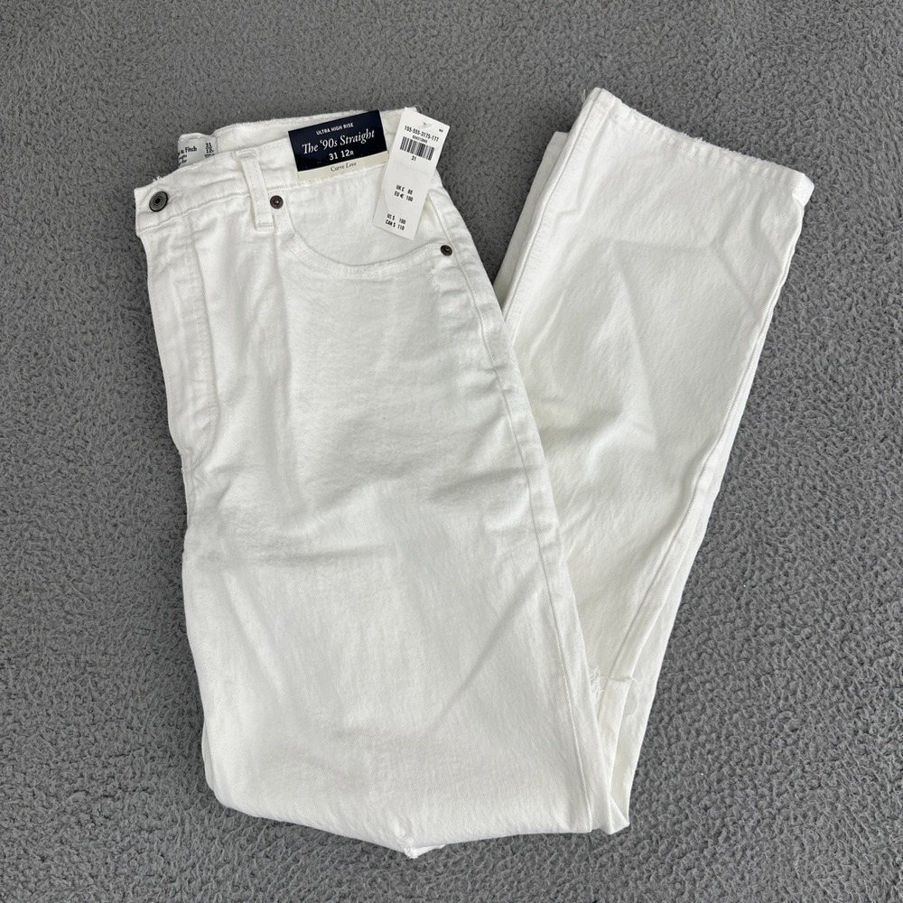 NWT Abercrombie & Fitch Curve Love The 90s Straight Jeans Women's 12/31 x 29.5